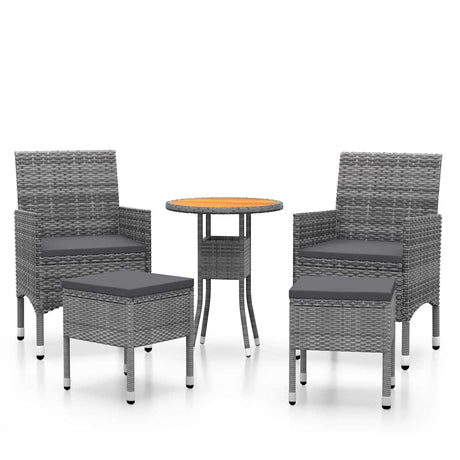 Vidaxl 5-delige loungeset poly rattan grijs