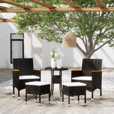 Vidaxl 5-delige loungeset poly rattan zwart