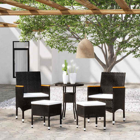 Vidaxl 5-delige loungeset poly rattan zwart