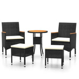 Vidaxl 5-delige loungeset poly rattan zwart
