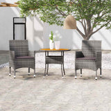Vidaxl 3-delige tuinset poly rattan grijs