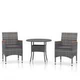 Vidaxl 3-delige tuinset poly rattan grijs