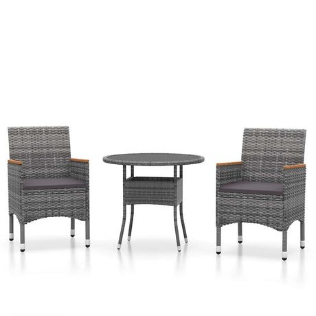 Vidaxl 3-delige tuinset poly rattan grijs