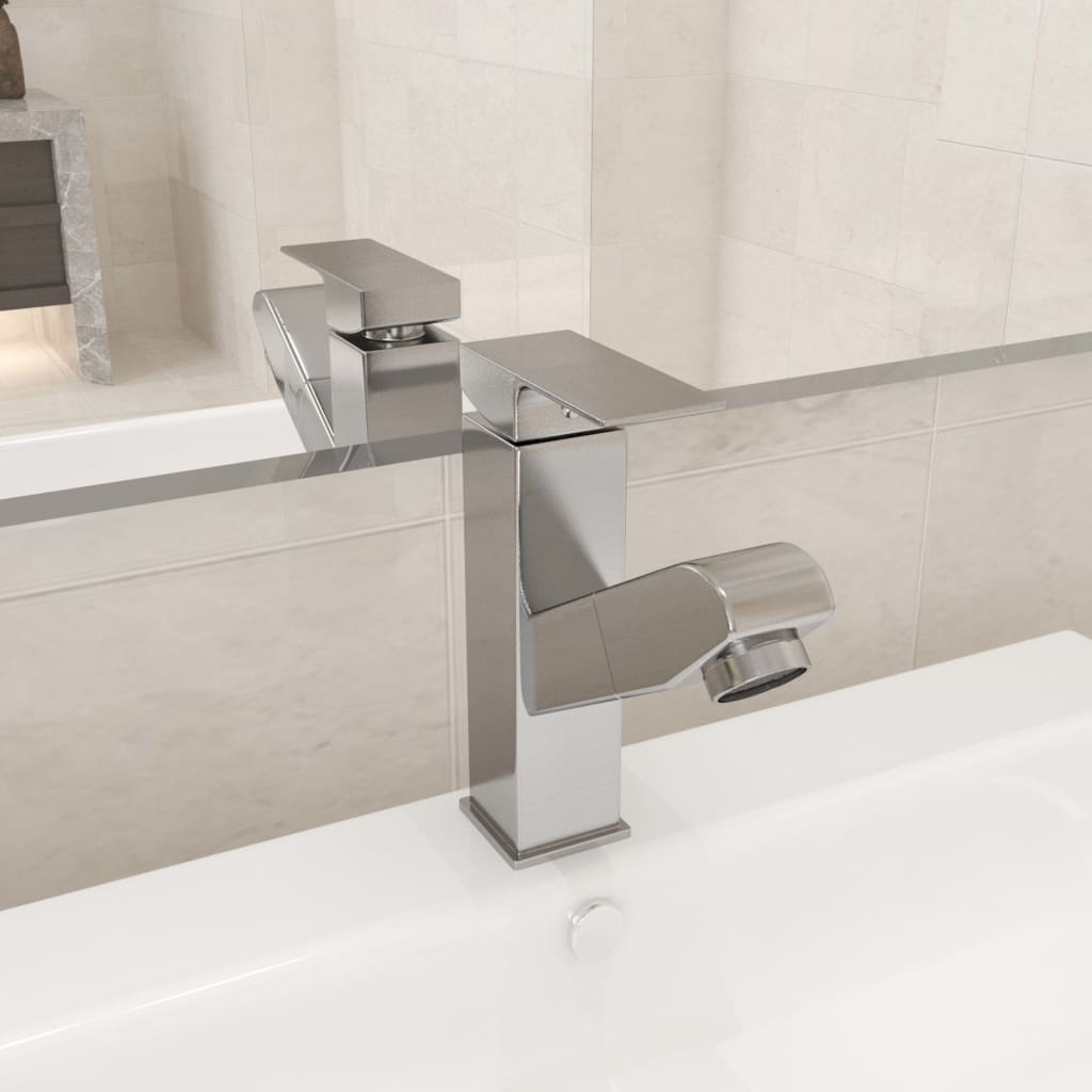 VidaXL Washbasin Faucet with Eagle function 157x172 mm silver colored