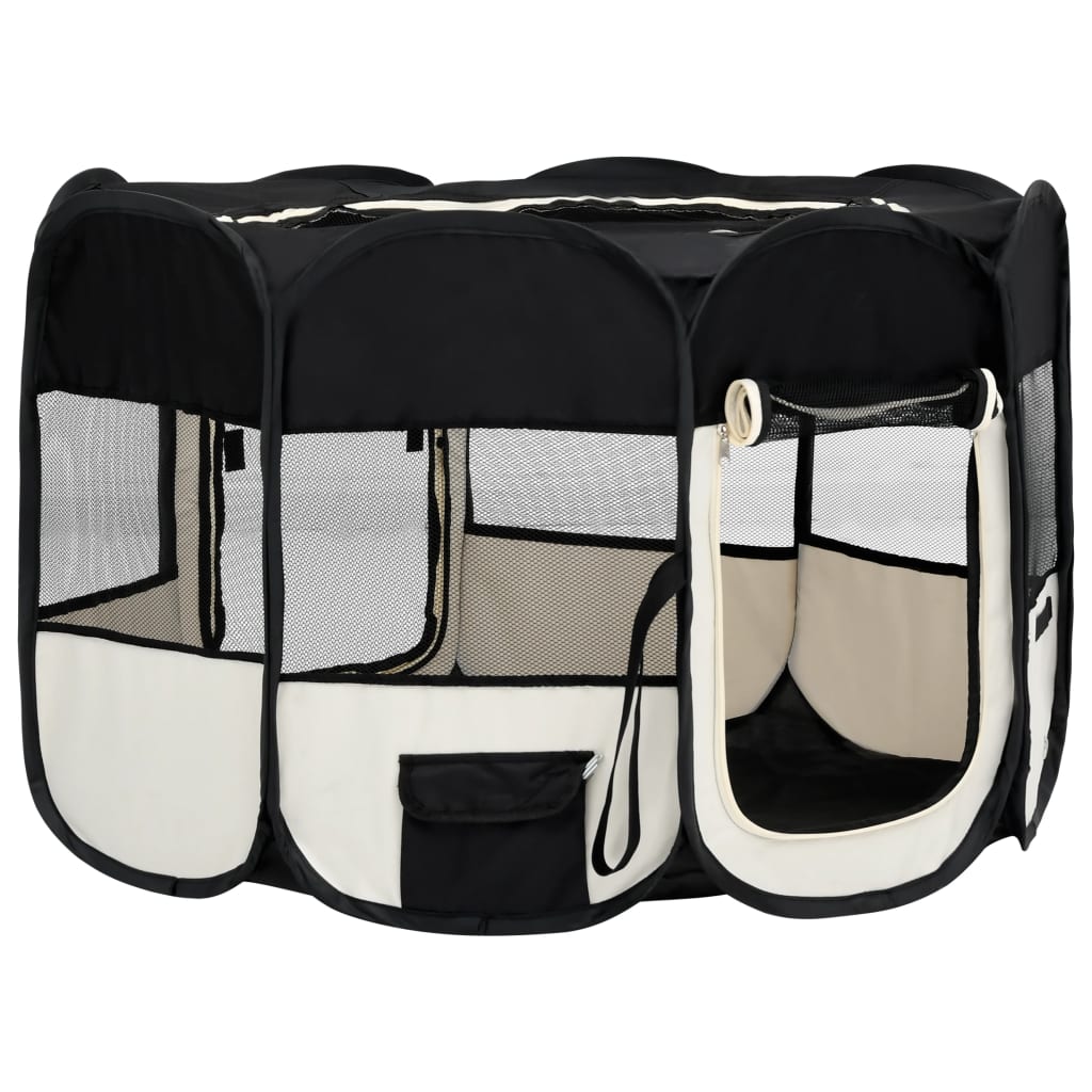 Vidaxl Dog Ren pliable avec sac de transport 110x110x58 cm noir