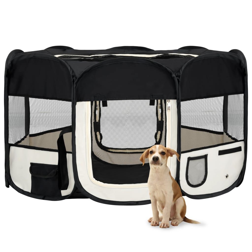 Vidaxl Dog Ren pieghevole con borsa portante 145x145x61 cm nero