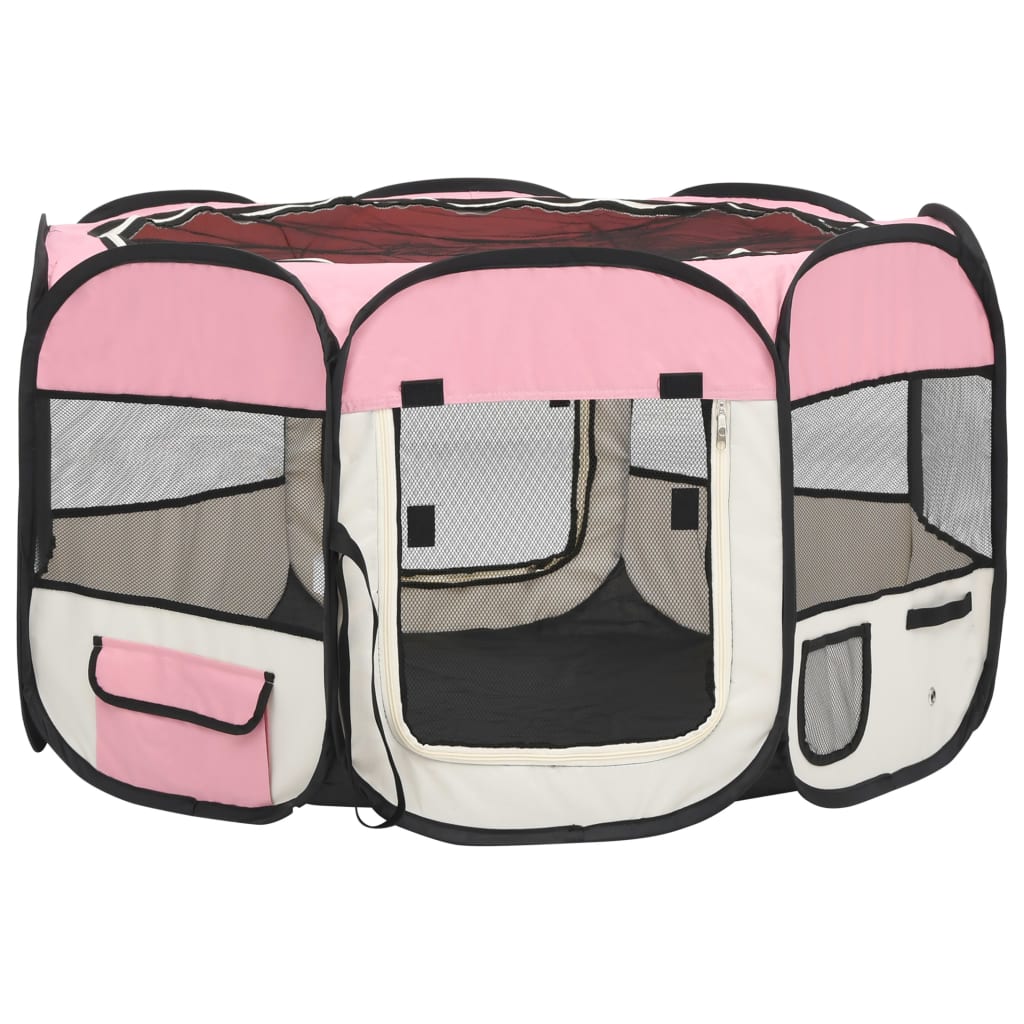 VidaXL Dog Ren Foldable with carrier bag 110x110x58 cm pink