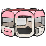 VidaXL Dog Ren Foldable with carrier bag 110x110x58 cm pink