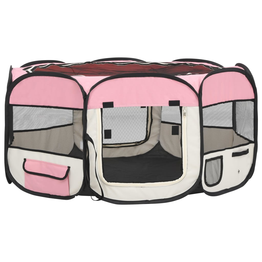 VidaXL Dog Ren Foldable with carrier bag 145x145x61 cm pink