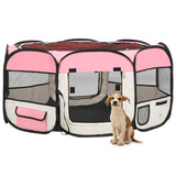 Vidaxl Dog Ren pieghevole con borsa portante 145x145x61 cm rosa