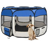 Vidaxl Dog Ren pliable avec un sac de porte-avions 110x110x58 cm bleu