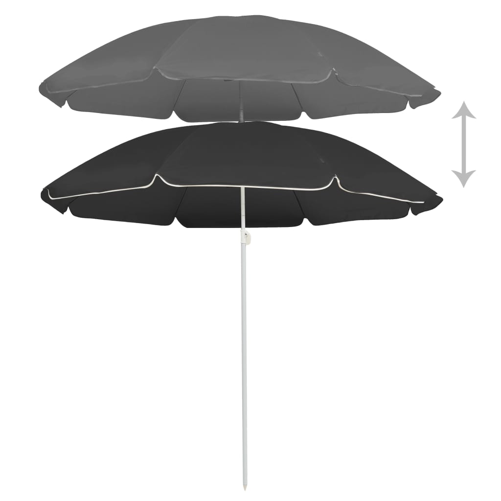 Vidaxl Parasol con polo in acciaio 180 cm antracite