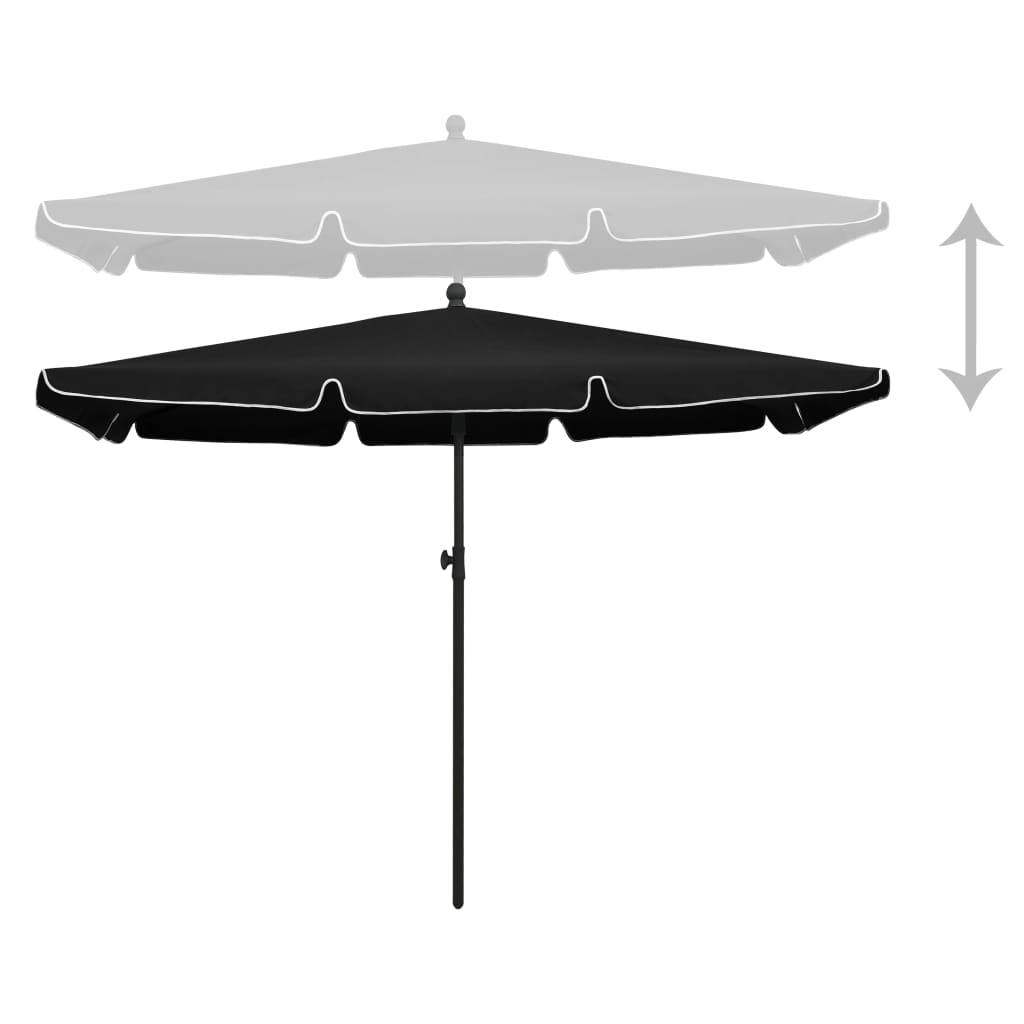 Vidaxl Parasol con polo 210x140 cm nero