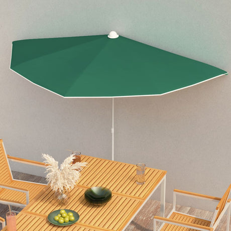 Vidaxl Parasol halb mit Pol 180 x 90 cm Grün