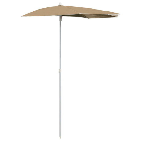 Vidaxl parasol half met paal 180x90 cm taupe