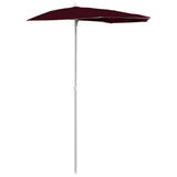 Vidaxl Parasol halb mit Pol 180 x 90 cm Bordeaux Rot