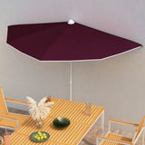 Vidaxl Parasol halb mit Pol 180 x 90 cm Bordeaux Rot