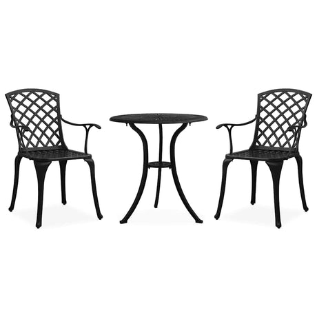 Vidaxl 3-delige bistroset gietaluminium zwart