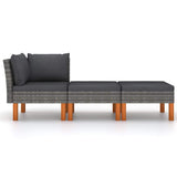 Vidaxl 3-delige loungeset poly rattan en massief eucalyptushout