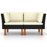 Vidaxl hoekbanken 2 st poly rattan en massief eucalyptushout