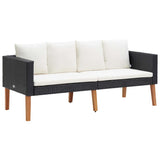 Vidaxl 2-delige loungeset met kussens poly rattan zwart