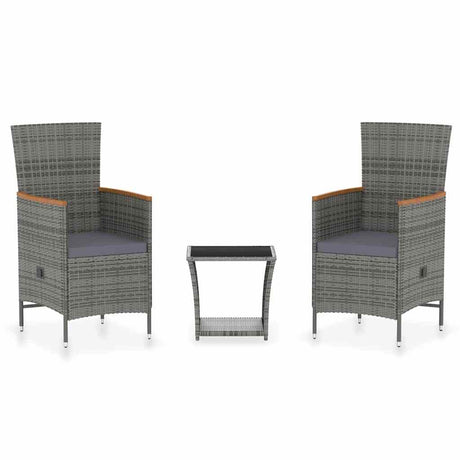 Vidaxl 3-delige loungeset met kussens poly rattan grijs