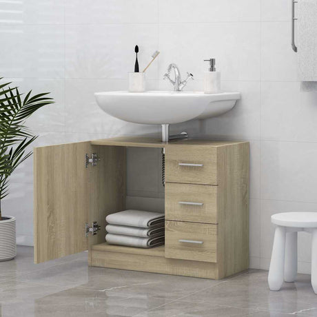 Vidaxl wastafelkast 63x30x54 cm bewerkt hout sonoma eikenkleurig