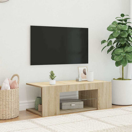 Vidaxl tv-meubel met led-verlichting 90x39x30 cm sonoma eikenkleurig