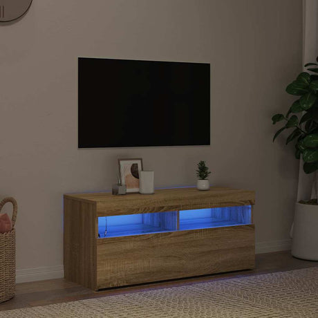 Vidaxl tv-meubel met led-verlichting 90x35x40 cm sonoma eikenkleurig