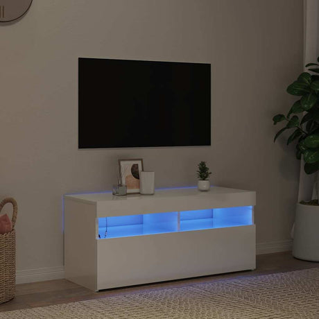 Vidaxl tv-meubel met led-verlichting 90x35x40 cm hoogglans wit