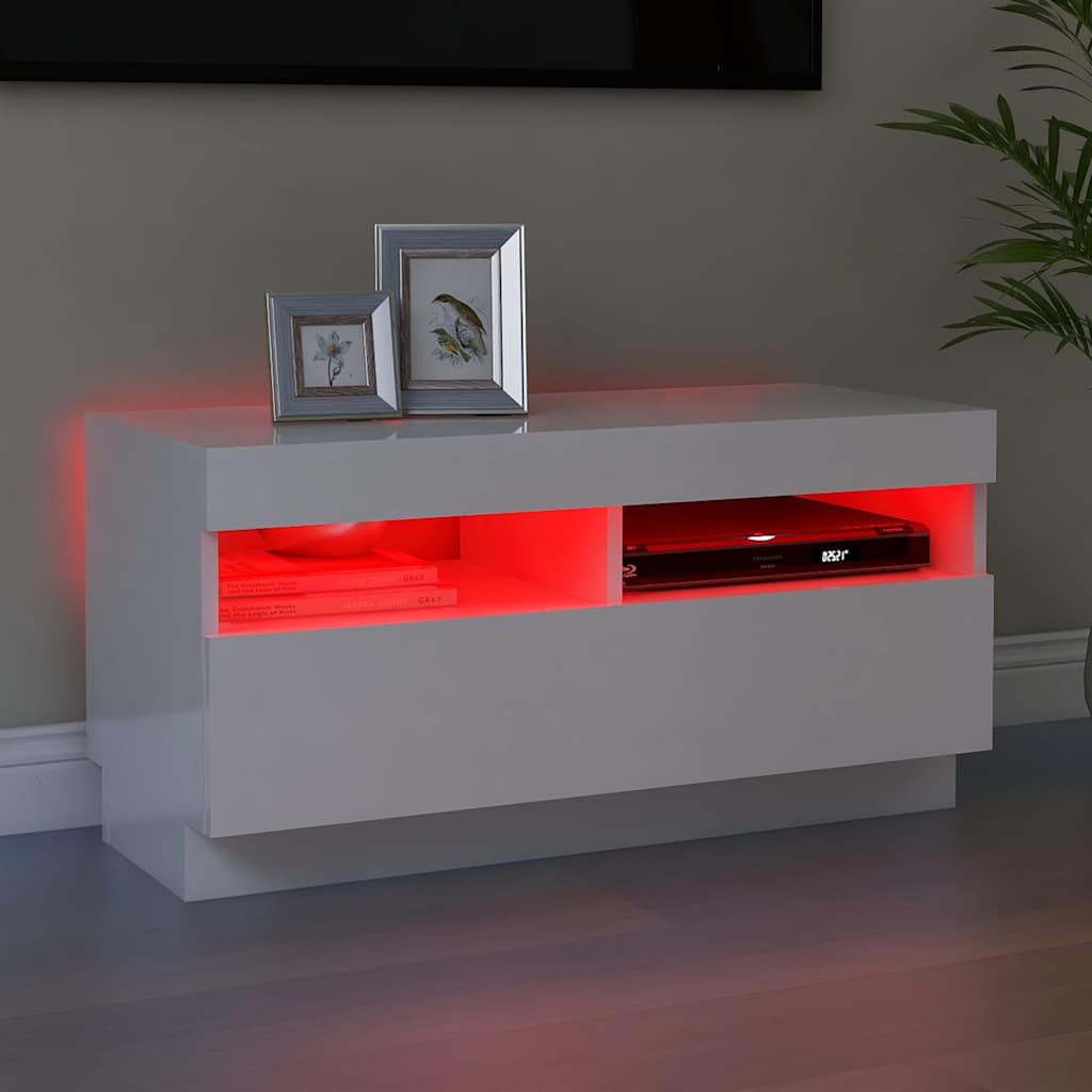 Vidaxl tv-meubel met led-verlichting 80x35x40 cm hoogglans wit