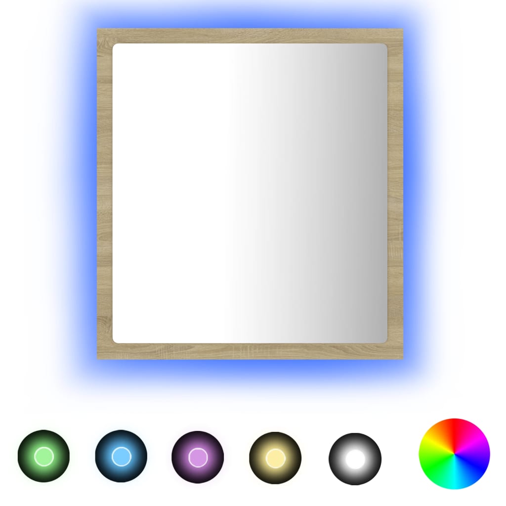 Vidaxl badkamerspiegel led 40x8,5x37 cm acryl sonoma eikenkleurig