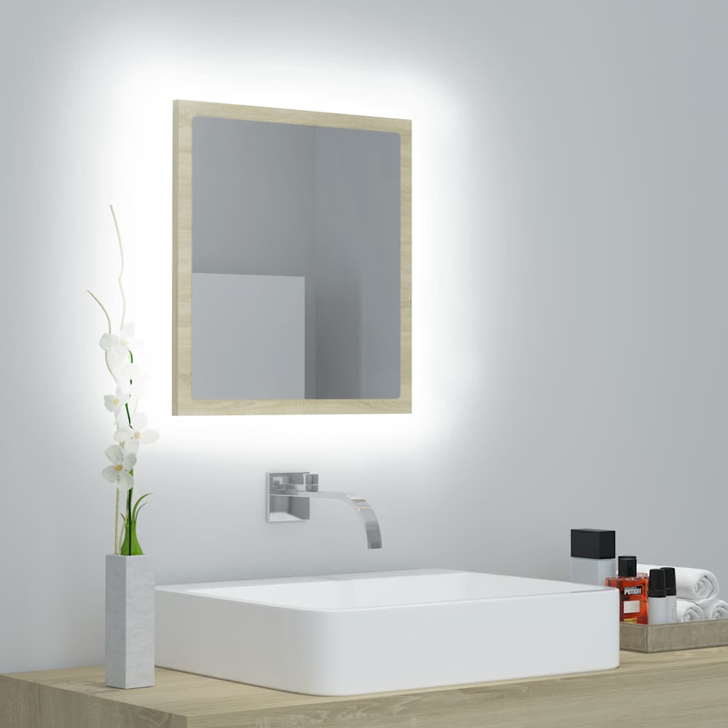 Vidaxl badkamerspiegel led 40x8,5x37 cm acryl sonoma eikenkleurig
