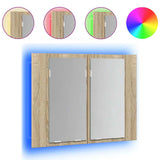 Vidaxl badkamerkast met spiegel led 60x12x45 acryl sonoma eikenkleurig