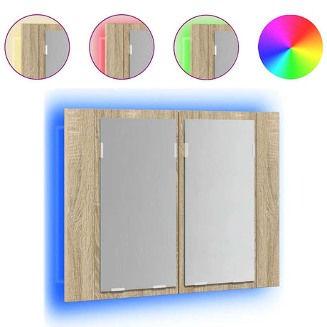 Vidaxl badkamerkast met spiegel led 60x12x45 acryl sonoma eikenkleurig