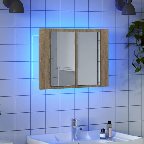 Vidaxl badkamerkast met spiegel led 60x12x45 acryl sonoma eikenkleurig
