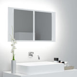 Vidaxl badkamerkast met spiegel en led 80x12x45 cm acryl wit