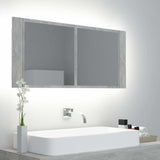 Vidaxl badkamerkast met spiegel en led 100x12x45 cm acryl betongrijs