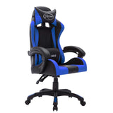 Vidaxl racestoel met rgb led-verlichting kunstleer blauw en zwart