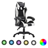 Vidaxl racestoel met rgb led-verlichting kunstleer wit en zwart