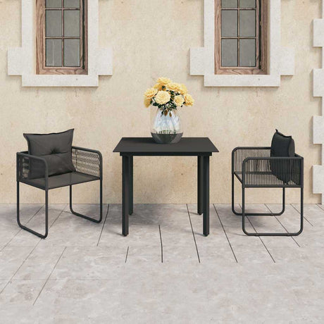 Vidaxl 3-delige tuinset pvc-rattan zwart