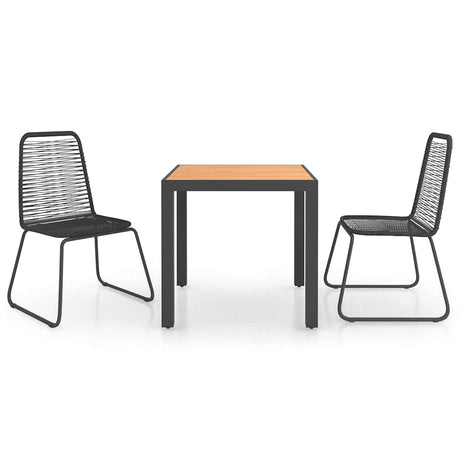 Vidaxl 3-delige tuinset pvc-rattan zwart en bruin