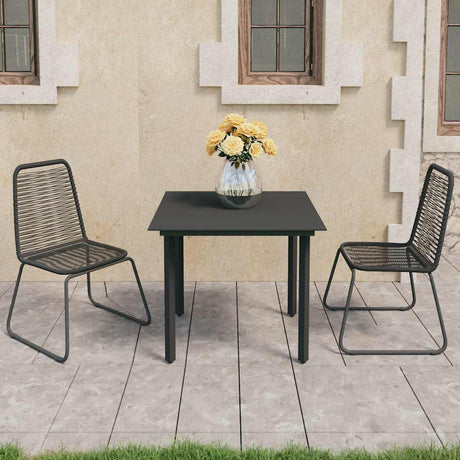 Vidaxl 3-delige tuinset pvc-rattan zwart