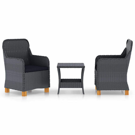 Vidaxl 3-delige loungeset met kussens poly rattan donkergrijs
