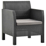 Vidaxl tuinstoel met kussen antraciet 63x65x76 cm pp rattan