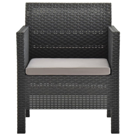 Vidaxl tuinstoel met kussen antraciet 63x65x76 cm pp rattan