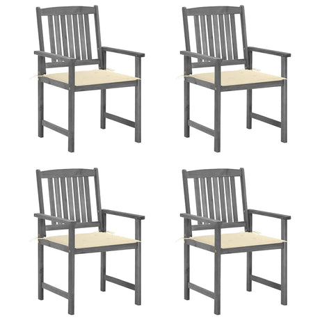 Vidaxl tuinstoelen 4 st met kussens massief acaciahout grijs