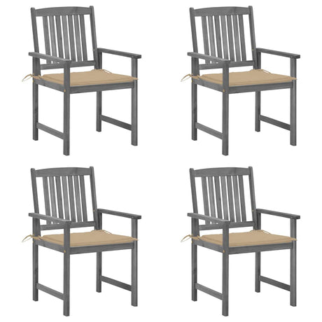 Vidaxl tuinstoelen 4 st met kussens massief acaciahout grijs