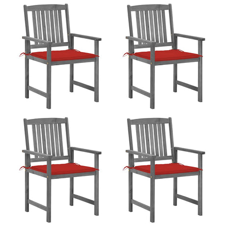 Vidaxl tuinstoelen 4 st met kussens massief acaciahout grijs