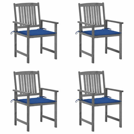 Vidaxl tuinstoelen 4 st met kussens massief acaciahout grijs